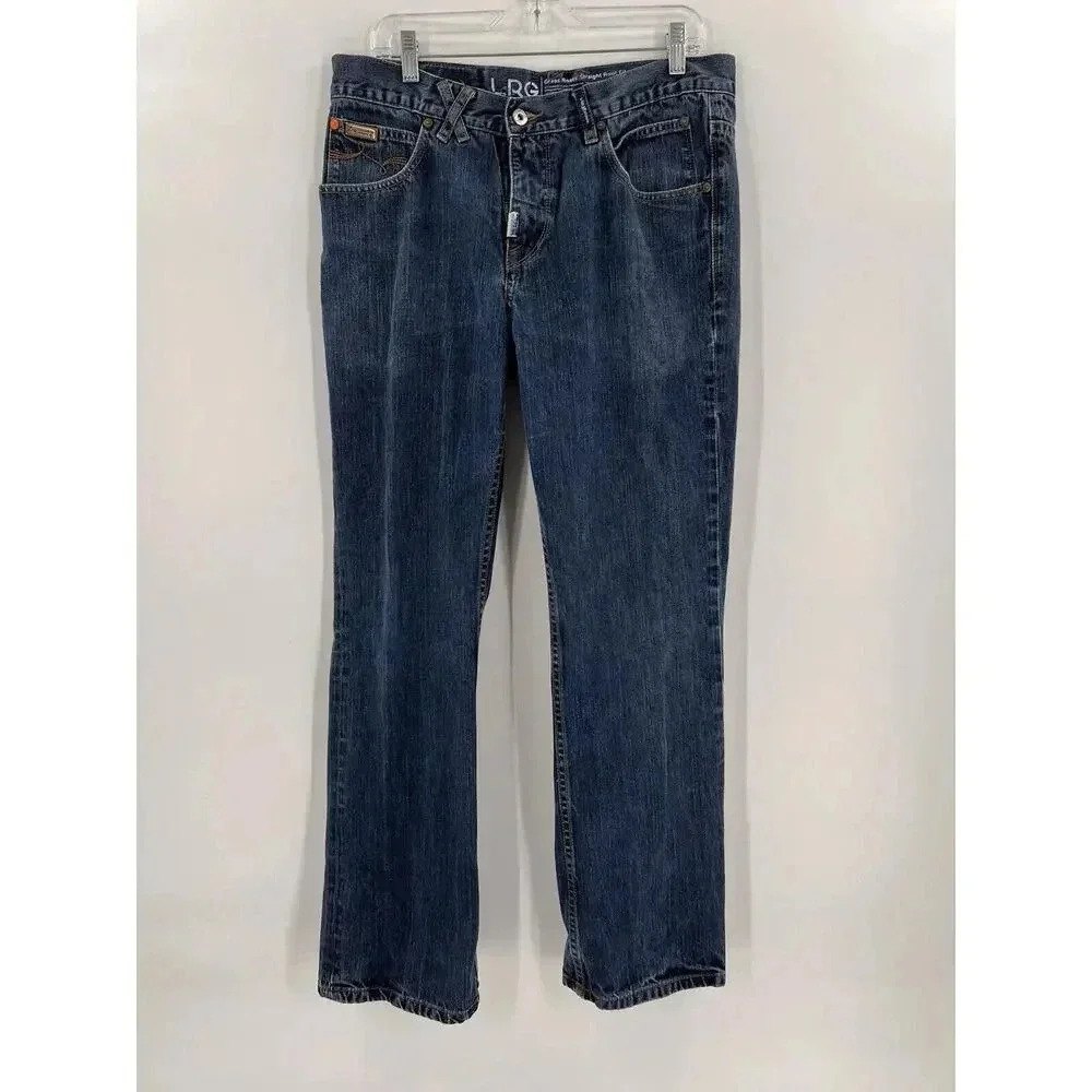 LRG Lifted Research Group Jeans Men's 34x32 Denim Grass Roots Straight Fit EUC